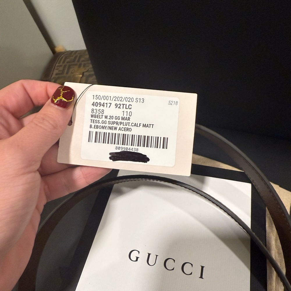 Gucci Beige and Brown GG Logo marmont belt - Picture 3 of 4